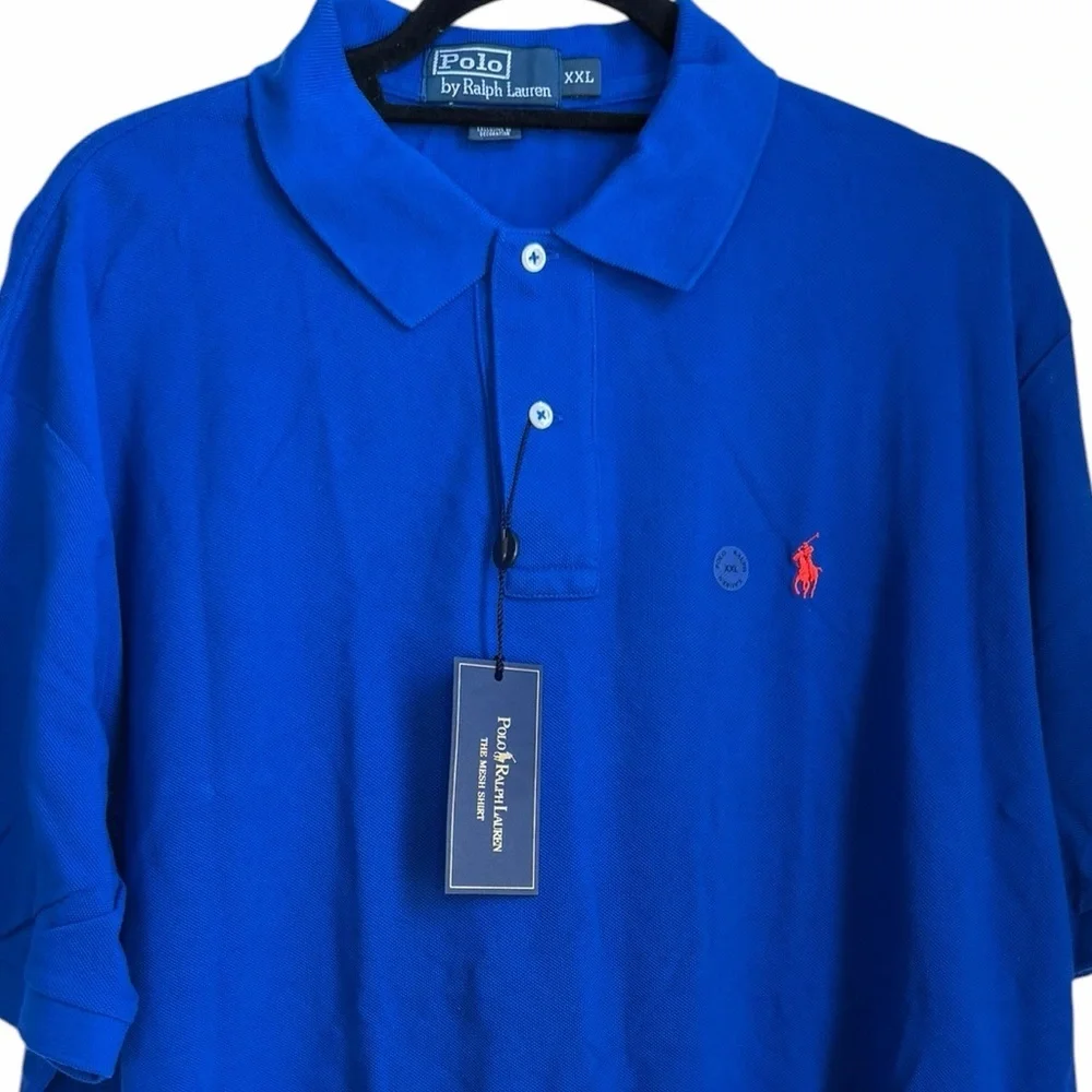 Polo by Ralph Lauren Men's 100% Cotton Polo Shirt in Royal Blue with Red Pony